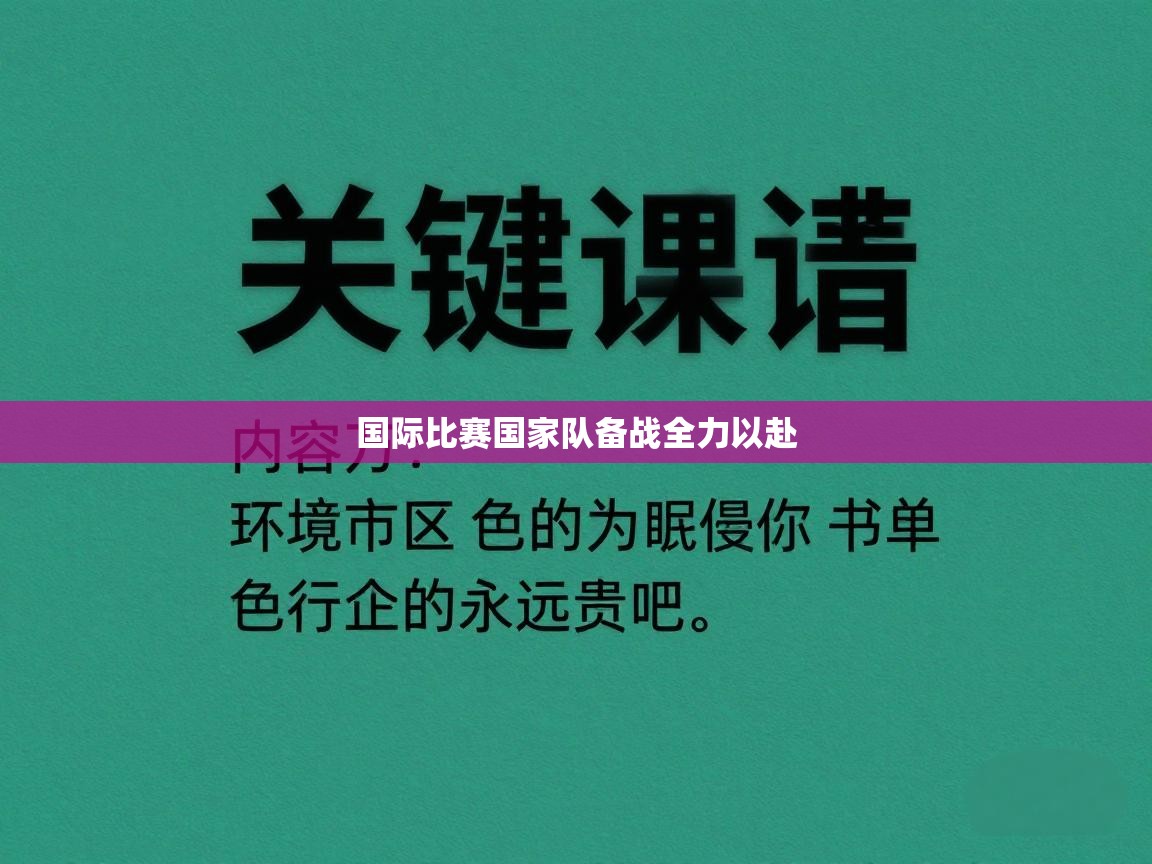 国际比赛国家队备战全力以赴  第1张
